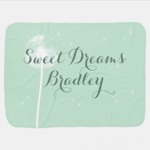 Sweet Dreams Baby Dandelion Mint Green Baby Blanket