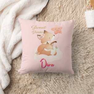 Sweet Dreams Baby Fox Personalized Throw Pillow