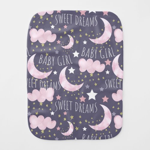 Sweet Dreams Baby Girl  Baby Burp Cloth