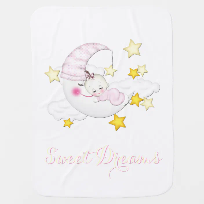 personalized baby girl blanket ~ Embroidered Baby girl blanket Sweet Dreams 