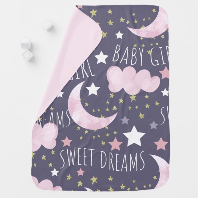 Sweet Dreams Baby Girl Nursery Baby Blanket (In Situ)
