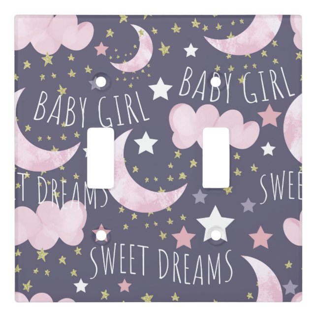 Sweet Dreams Baby Girl Nursery  Light Switch Cover (Front)