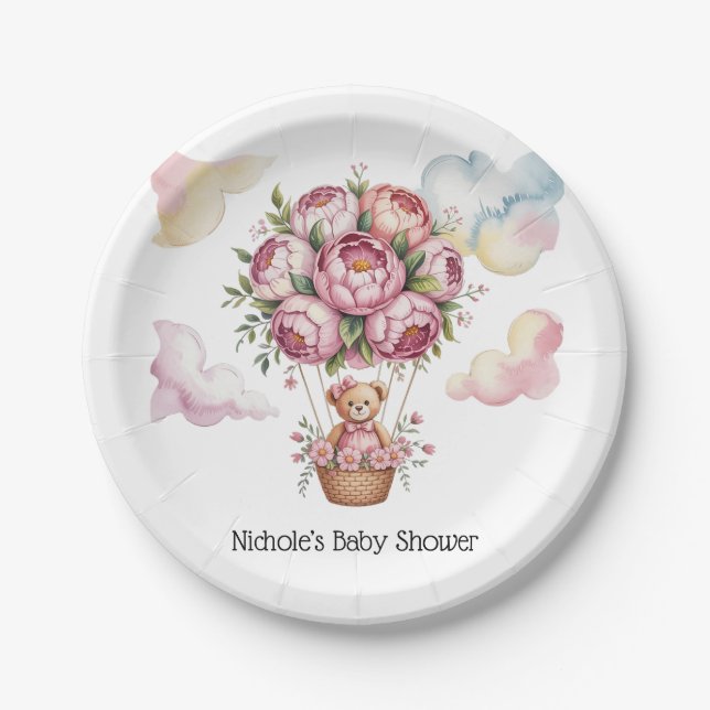 Sweet Dreams Baby Girl Shower Paper Plates (Front)
