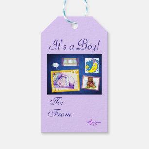 Sweet Dreams Baby It's a Boy! Blue&Purple Gift Tag