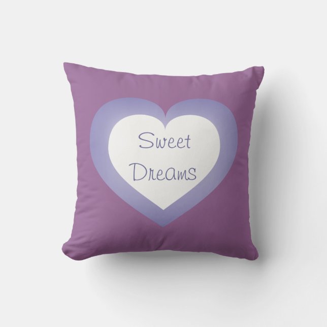 Sweet Dreams Baby Love lavender heart Throw Pillow (Front)
