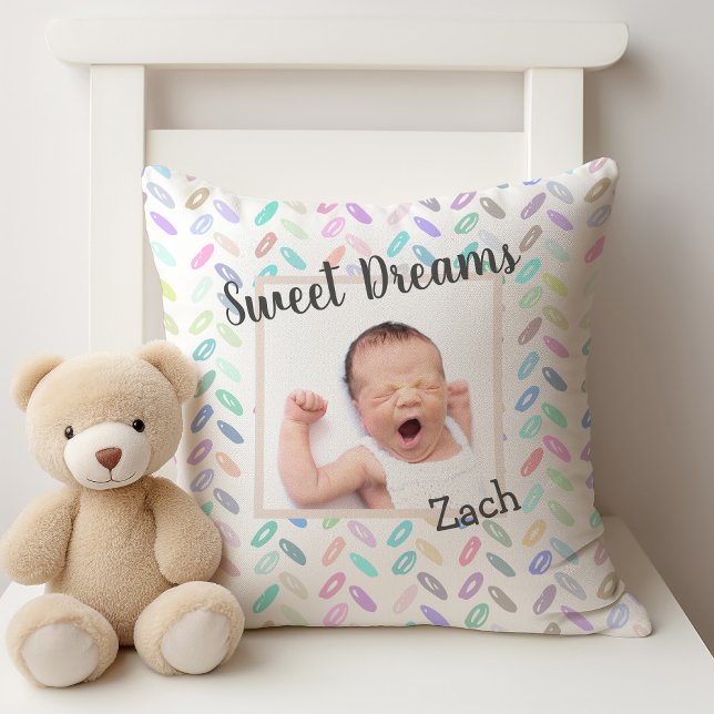 Sweet Dreams Baby Photo Keepsake and Name Throw Pillow (Creator Uploaded)