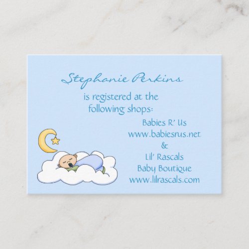 Sweet Dreams Baby Registry Cards Business Card Templates