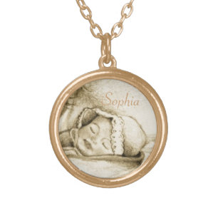 Sweet Dreams Baby Vintage Gold Round Necklace