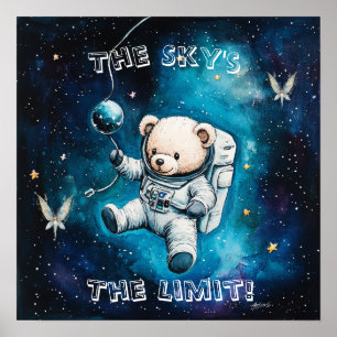Sweet Dreams Blue Astronaut Teddy Nursery Poster
