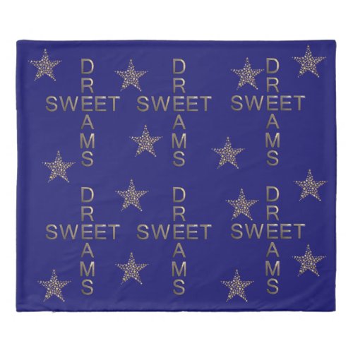 Sweet Dreams Blue Gold Stars Duvet Cover