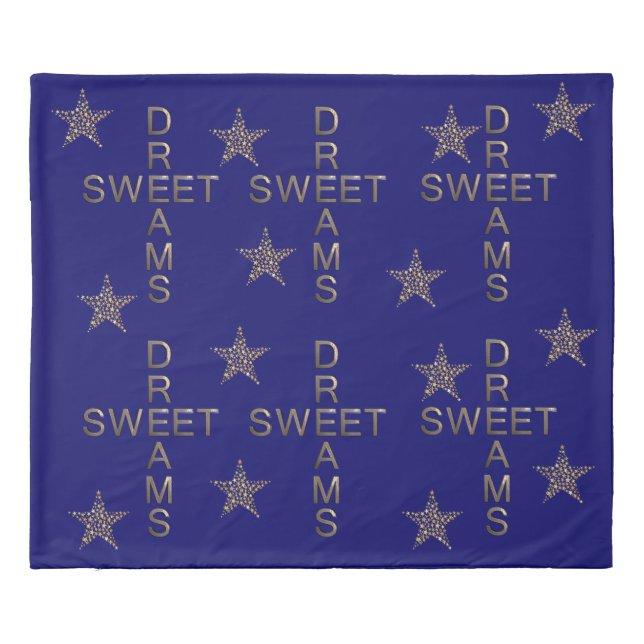 Sweet Dreams Blue Gold Stars Duvet Cover (Back)