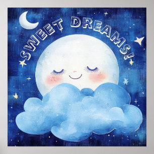 Sweet Dreams Blue Night Sky Poster