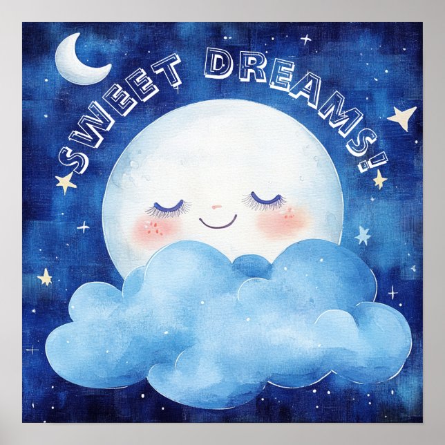 Sweet Dreams Blue Night Sky Poster (Front)