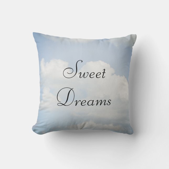 Sweet Dreams Blue Sky, White Clouds Throw Pillow (Front)