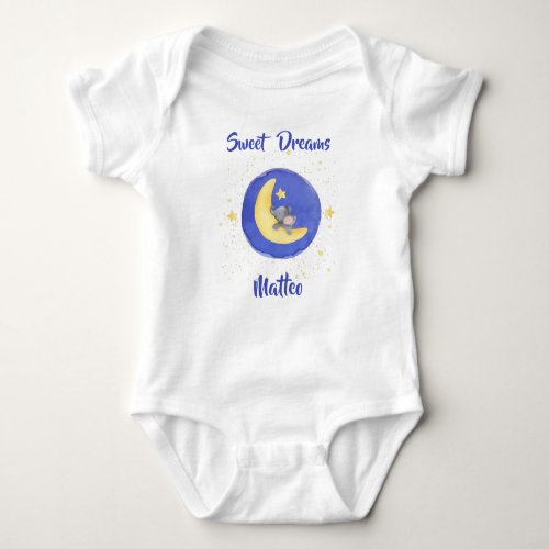 Sweet Dreams Boy Baby Elephant 1 Baby Bodysuit