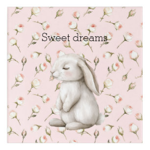 Sweet Dreams Bunny Rabbit Roses Pink Floral Acrylic Print