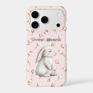 Sweet Dreams Bunny Rabbit Roses Pink Floral iPhone 17 Pro Case