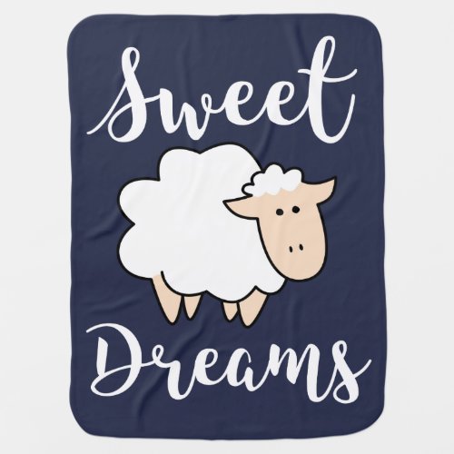 Sweet Dreams Cartoon Sheep Receiving Blanket