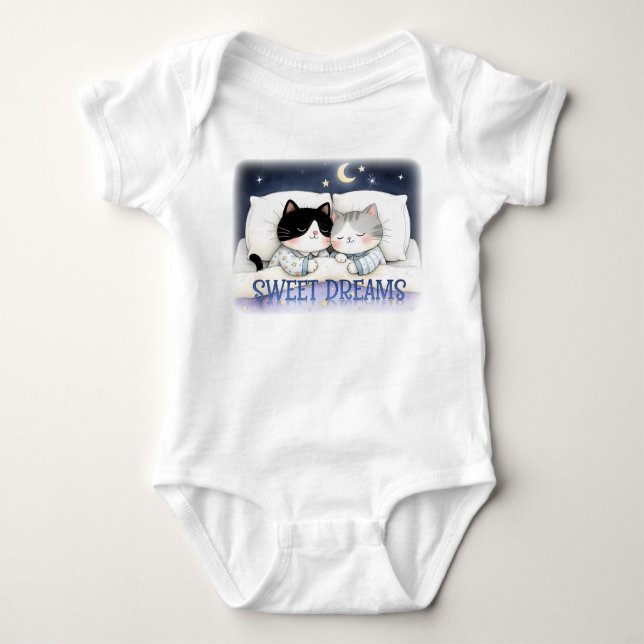 Sweet Dreams Cat Napping Baby Bodysuit (Front)