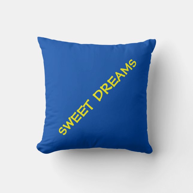 Sweet Dreams Cobalt Blue Yellow Customizable Throw Pillow (Front)