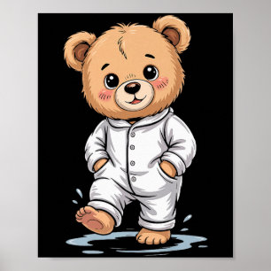 Sweet Dreams Cool Teddy Bear With Pajamas Premium Poster