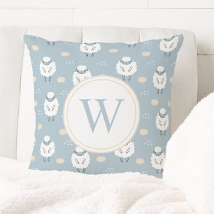 Sweet Dreams Counting Sheep Monogram Nursery Throw Pillow