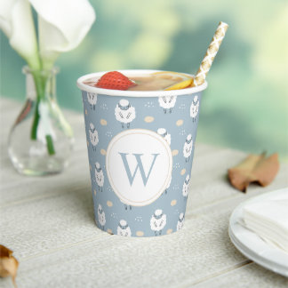 Sweet Dreams Counting Sheep Monogram Paper Cups