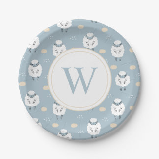 Sweet Dreams Counting Sheep Monogram Paper Plates