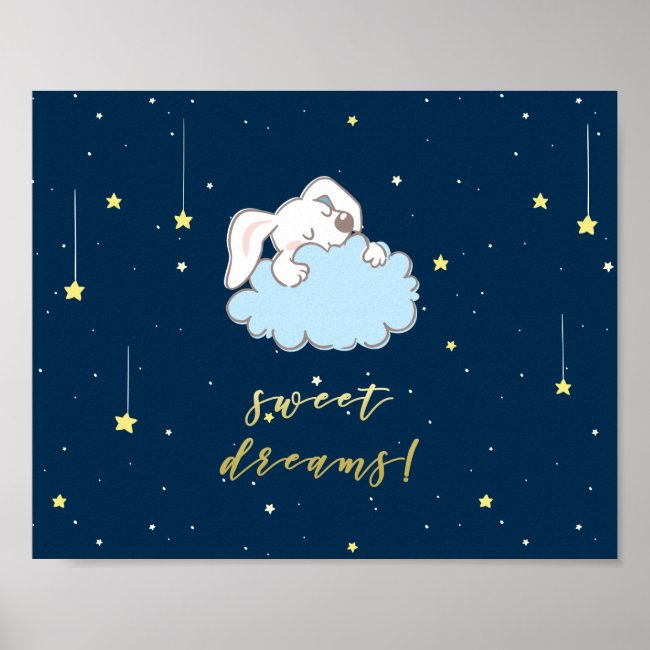 Sweet Dreams - Cute Bunny on a Cloud Nursery