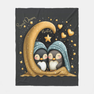 Sweet Dreams Cute Design Penguin Personalized Name Fleece Blanket