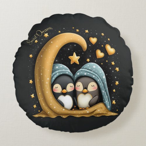 Sweet Dreams Cute Design Penguin Round Pillow