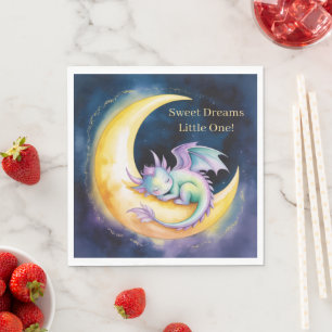 Sweet Dreams Dragon and Half Moon Baby Shower Napkins