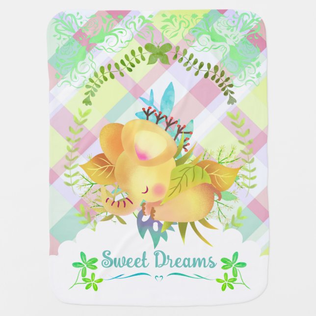 Sweet Dreams Elephant Baby Blanket (Front)