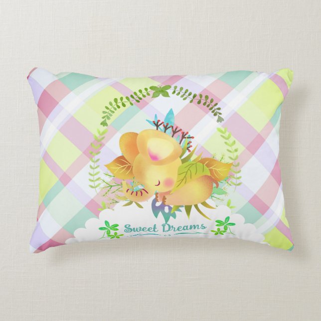 Sweet Dreams Elephant Baby Blanket Accent Pillow (Front)