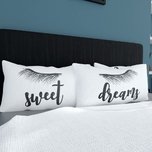 Sweet Dreams Eyes Asleep Lashes Pillow Case Set