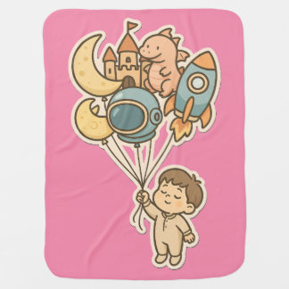 Sweet Dreams Fantasy Balloons – Cute Kids Illustra Baby Blanket