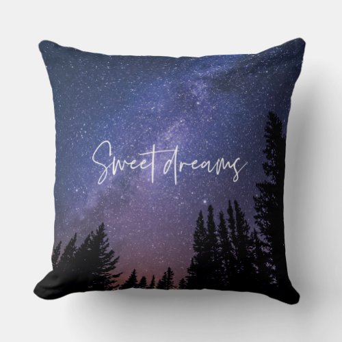 Sweet Dreams Galaxy Space Night Starry Sky Throw Pillow