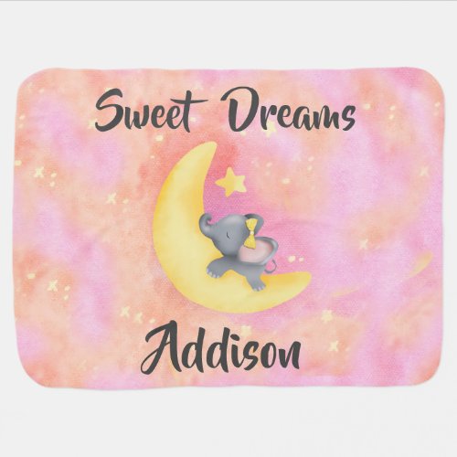 Sweet Dreams Girl Baby Elephant 1 Baby Blanket