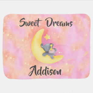Sweet Dreams Girl Baby Elephant 2 Blanket