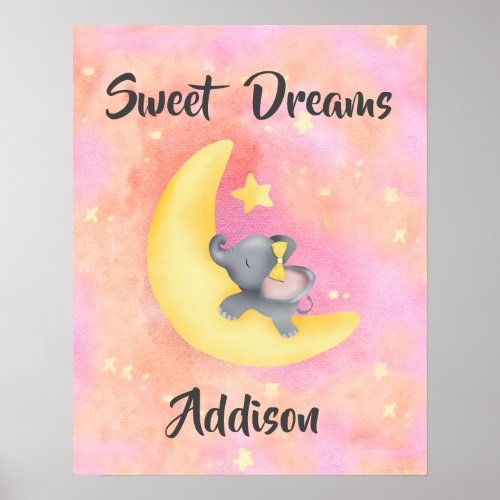 Sweet Dreams Girl Baby Elephant 2 Poster