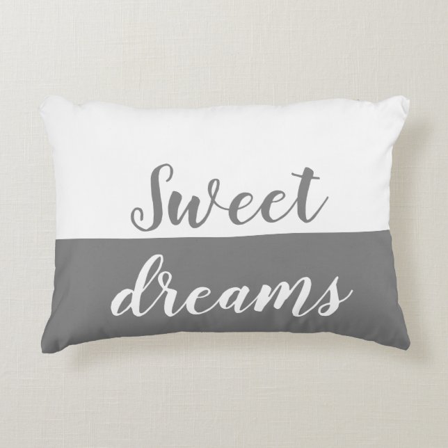 Sweet Dreams,  Gray & White Accent Pillow (Front)