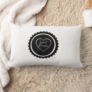 Sweet Dreams Heart Emblem Monochrome Lumbar Pillow