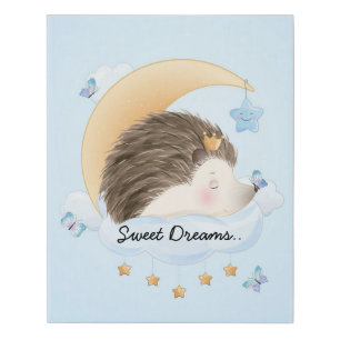 Sweet Dreams Hedgehog and and Butterflies Faux Canvas Print