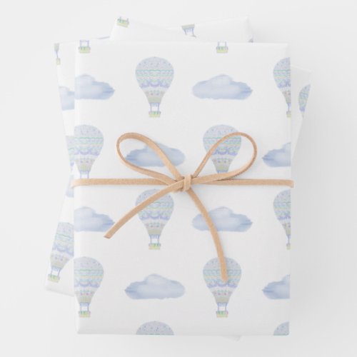 Sweet Dreams Hot Air Balloon Colorful Baby Shower  Wrapping Paper Sheets