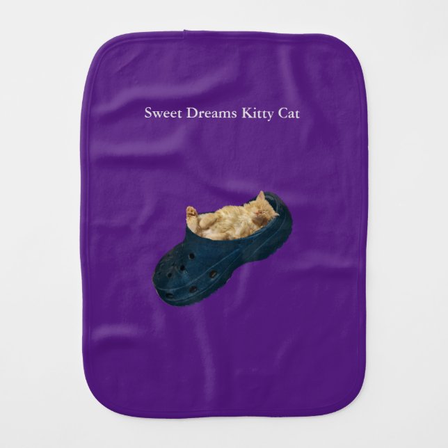 Sweet Dreams Kitty Cat, Baby Burp Cloth (Front)