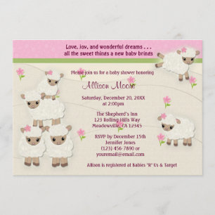 Sweet Dreams LAMB Baby Shower invitation girl SDK