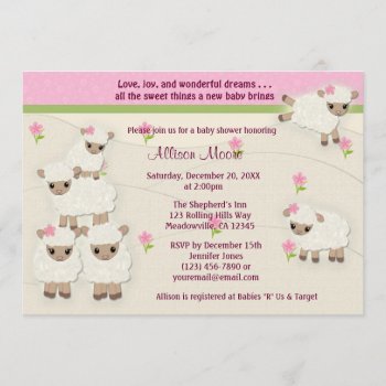 Sweet Dreams Lamb Baby Shower Invitation Girl Sdk by MonkeyHutDesigns at Zazzle