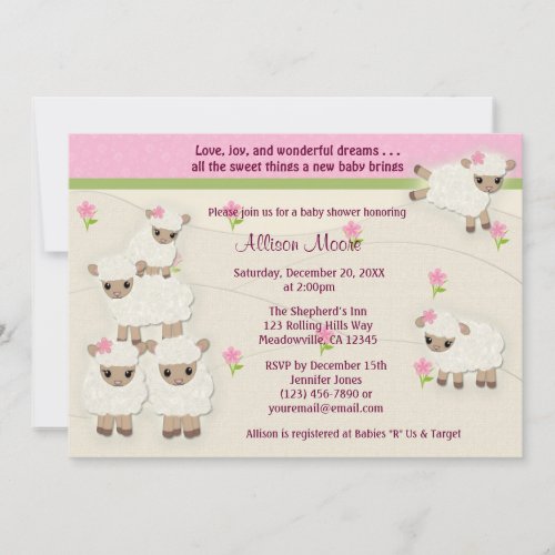 Sweet Dreams LAMB Baby Shower invitation girl SDK