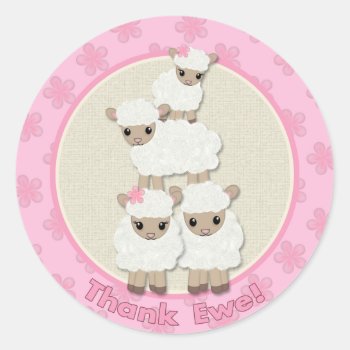 Sweet Dreams Lamb Baby Shower Sdk#4 Thank Ewe Classic Round Sticker by MonkeyHutDesigns at Zazzle