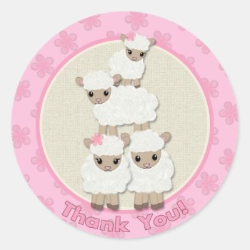 Sweet Dreams Lamb Baby Shower Sdk#4b Thank You Classic Round Sticker by MonkeyHutDesigns at Zazzle